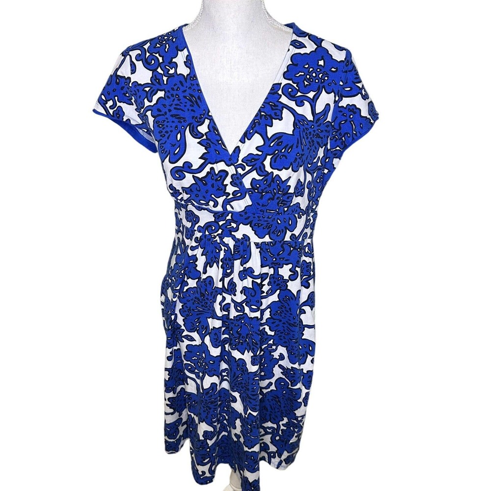 Boden Womens Floral Casual Cross Front Jersey Dress Size 10